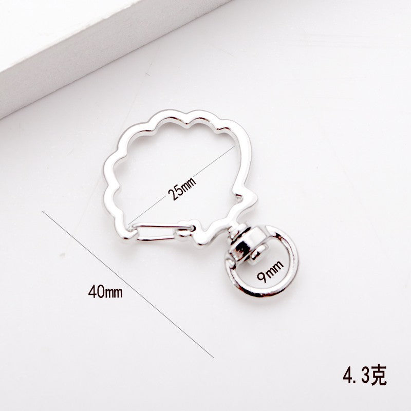 Wholesale shaped keychain metal cat dolphin love five-pointed star cherry blossom shell jewelry accessories diy